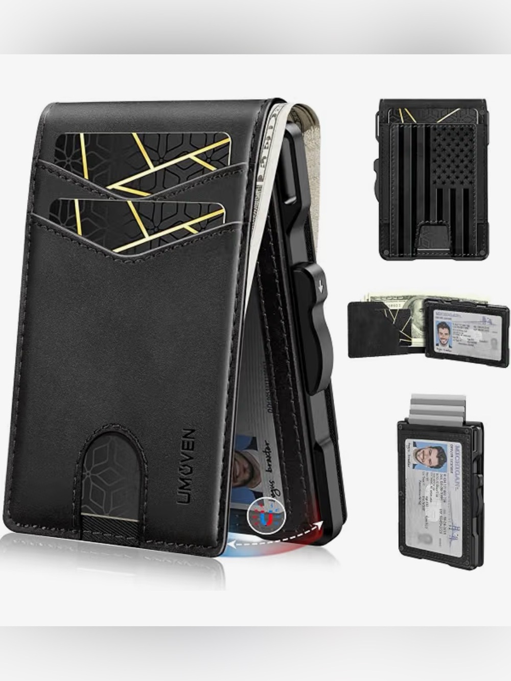 Wallet for Men Minimalist RFID‑Blocking Slim Leather Card Holder Cash Slot